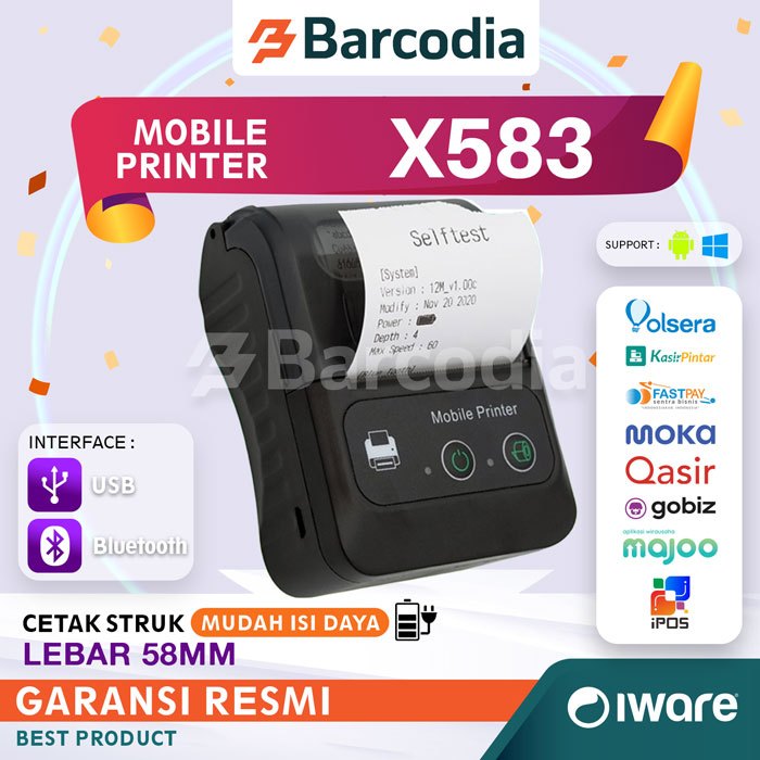 Barcodia Iware Mobile Printer Bluetooth Hp Android 58mm