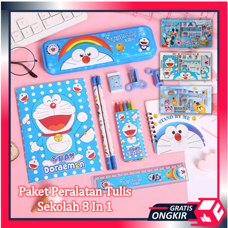 

Gratis Ongkir - S5982 Paket Peralatan Tulis Sekolah 8 In 1 / Set Alat Tulis Anak Motif Kartun