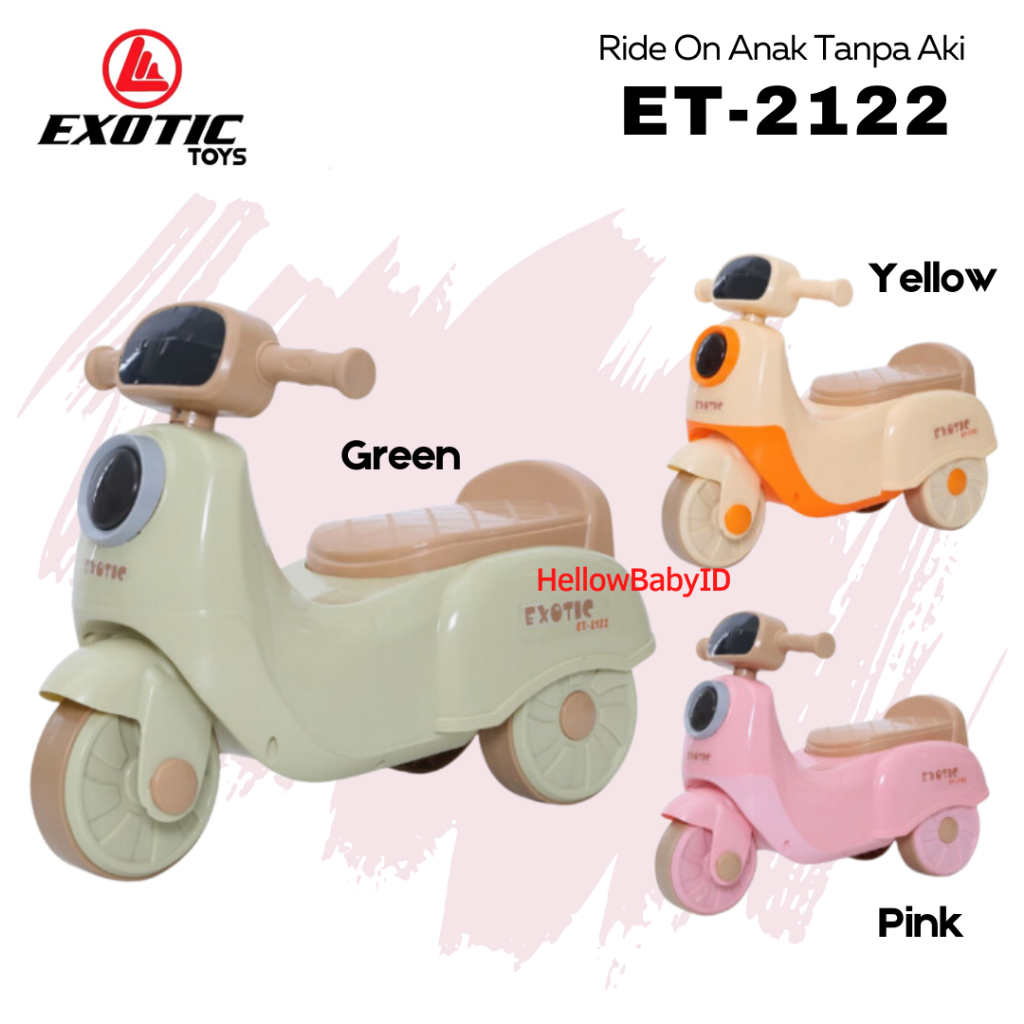 MODEL BARU KADO ANAK LUCU RIDE ON MAINAN SEPEDA MOTOR VESPA TANPA AKI EXOTIC ET-2122 / PMB TM-15 / D