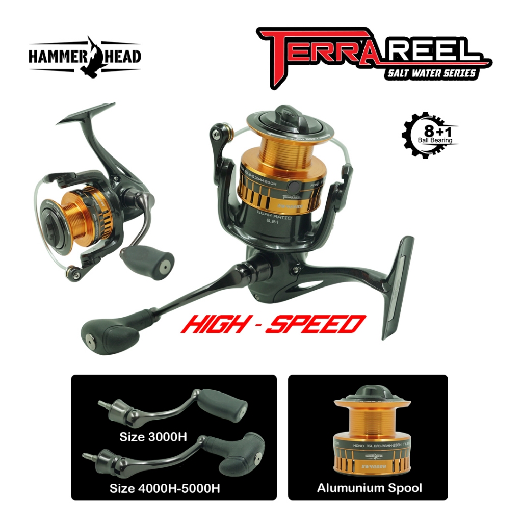 Hammerhead Terra 3000H - 5000H 8+1Bb Reel Pancing Spinning Saltwater Series Reel Spinning