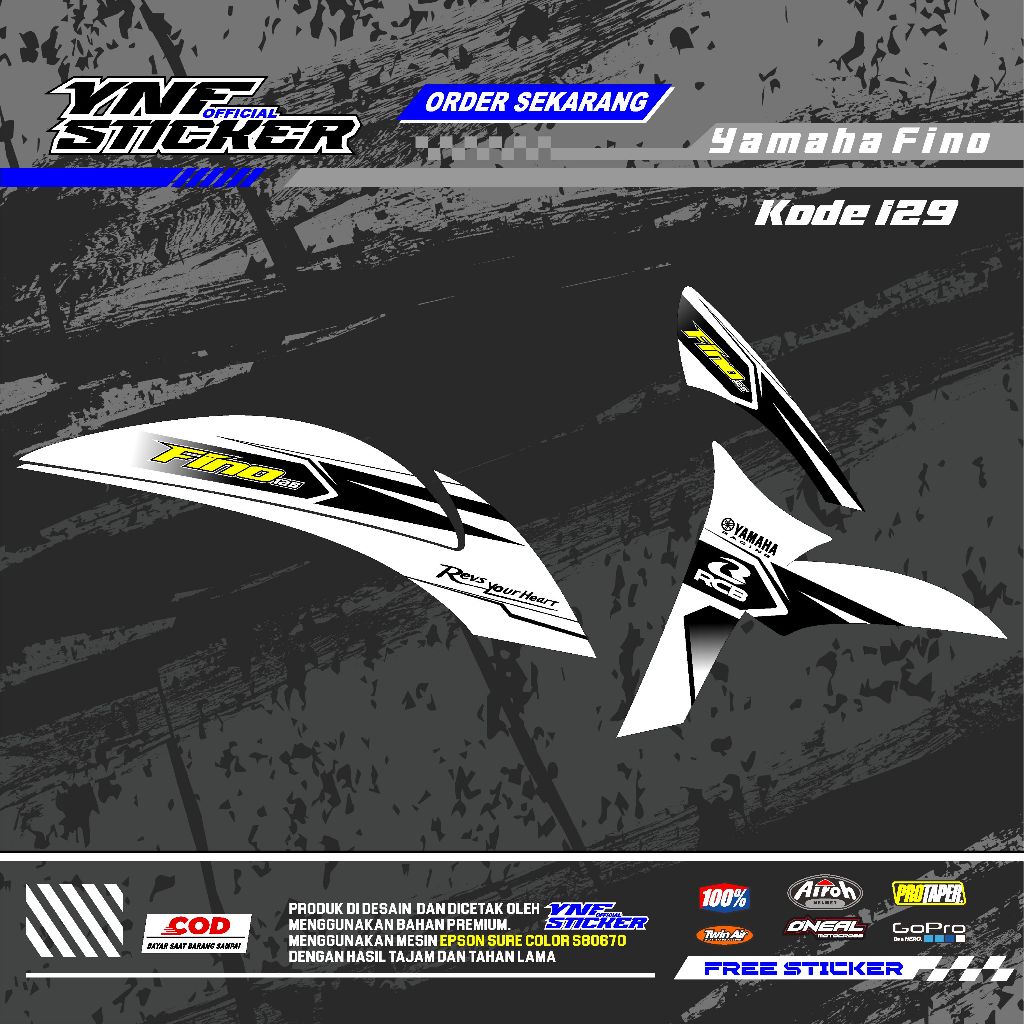 129 NEW FINO 125 STIKER STRIPING PREMIUM MOTOR KEREN LIS VARIASI FINO KARBU STIKER MOTOR YAMAHA DESA