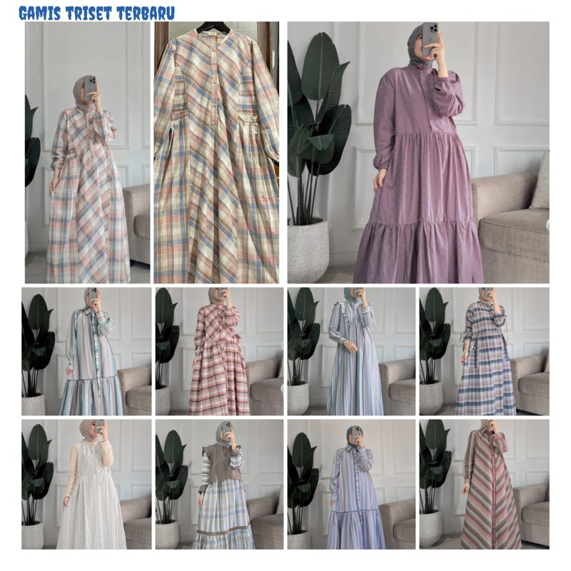 DRESS GAMIS TRISET ATHAYAA TERBARU - Katun Triset Blouse Katun Premium Tunik Gamis Wanita terbaru