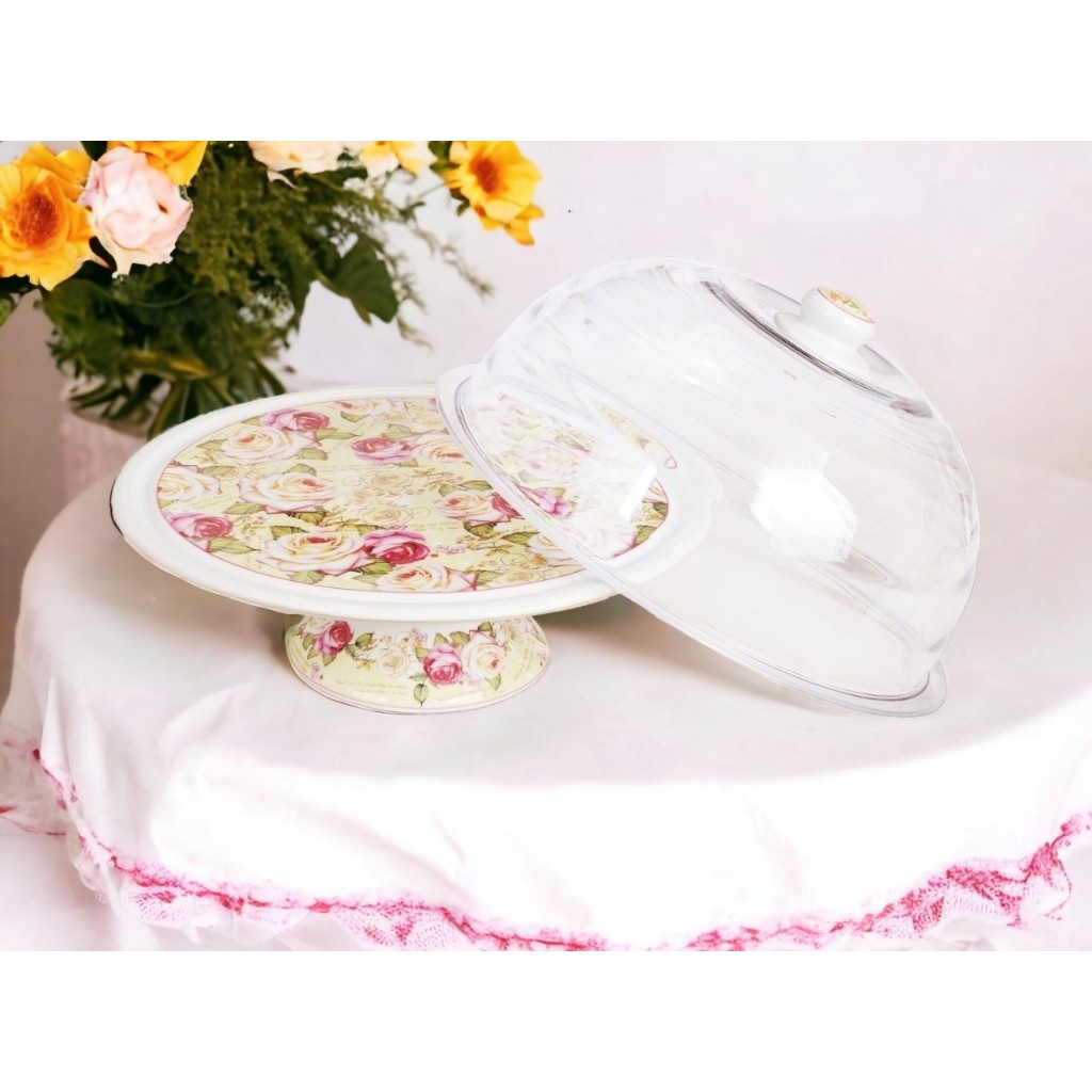 Piring saji bulat VICENZA Sa77, piring saji MAWAR size besar 34 cm dengan wadah saji makanan dilengk