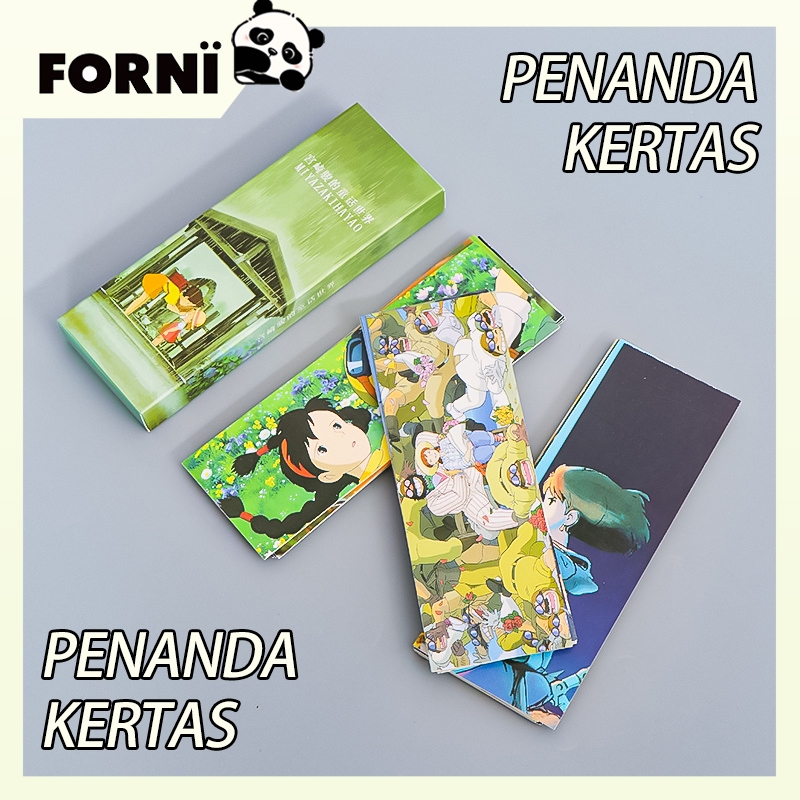 

30Pcs/Set Pembatas Buku Kertas Karakter Lucu Besar Desain Hayao Miyazaki / Van Gogh Bookmark