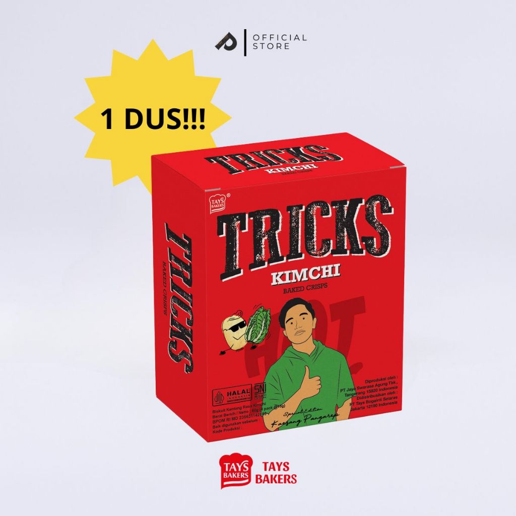 

TRICKS SNACK CAMILAN BISKUIT KENTANG RASA KIMCHI 15gr 1 DUS ISI 24 BOX - GROSIR