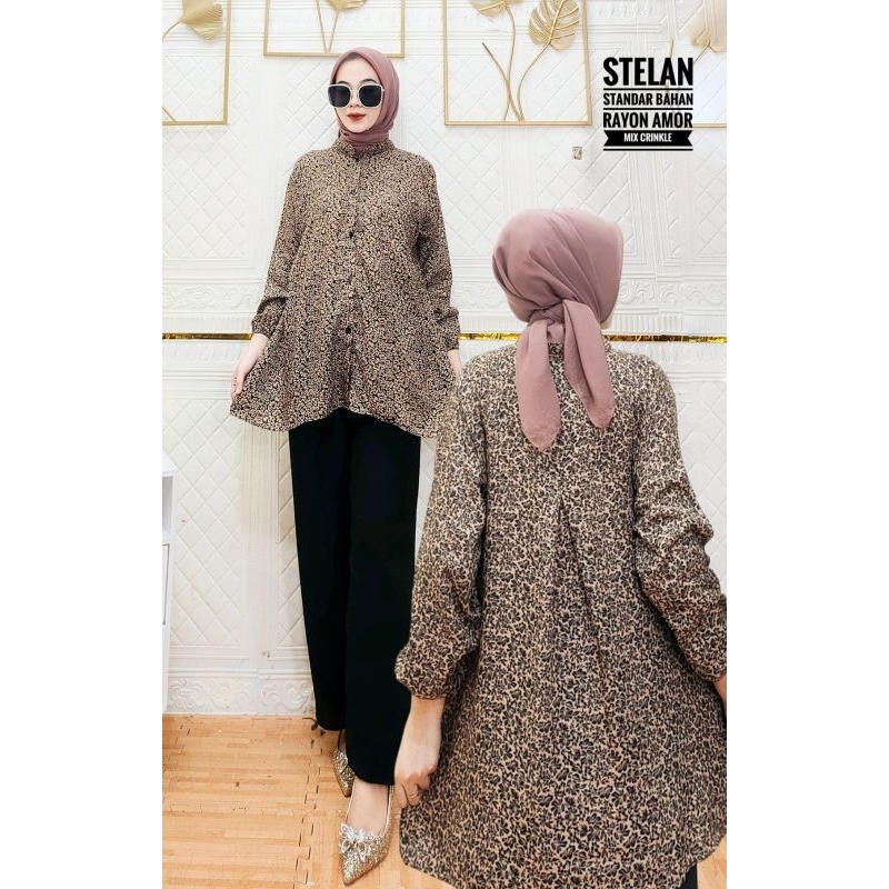 0Setelan wanita motif leopard / setcel rayon / baju setelan wanita kekinian / set macan