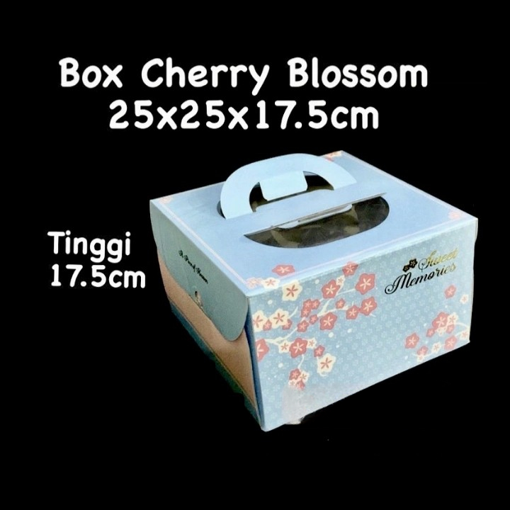 

(5 Pcs) Kotak Cake Ulang Tahun Mini Box Cherry Blossom Kotak Kado Hadiah Packaging Kemasan Kue 25x25x17 Cm