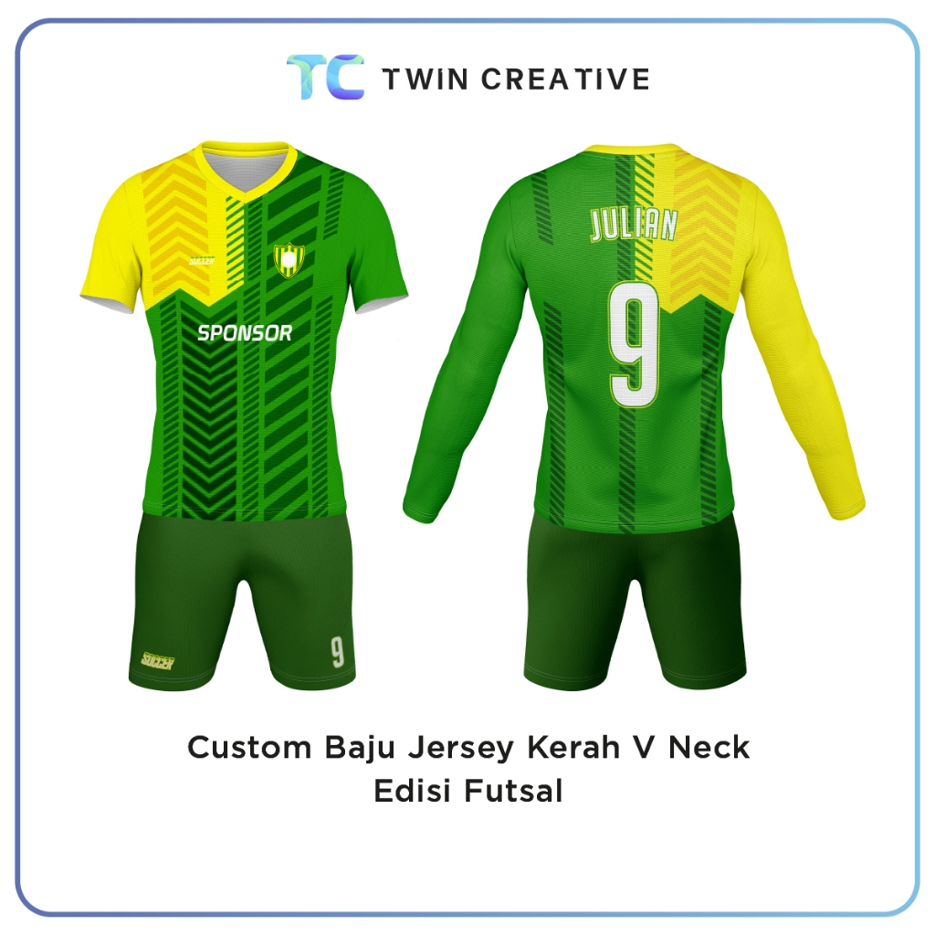 Twindigital Custom Baju Jersey Futsal Baju Mini Soccer Tshirt Olahraga - Setelan Kaos Futsal V Neck