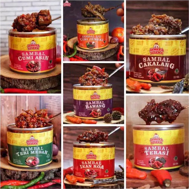 

SAMBAL CUMI ASIN SAMBEL ROA CAKALANG TERI JAMBAL BAWANG TERASI JENGKI JAWARA SELERA 135grm