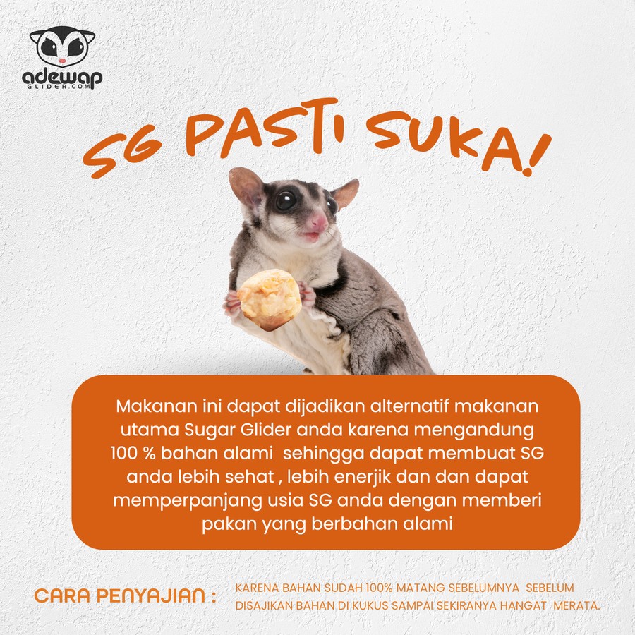 ADEWAP GLIDER Frozen Food Carrot Meatball Glider Chicken For Sugar Glider