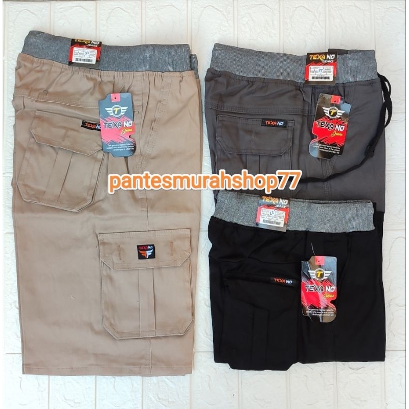CELANA CARGO PENDEK PRIA RIP PINGGANG KARET TEXANO