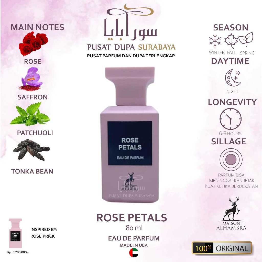 Parfum Asli Arab Original Maison Alhambra Premium/ Maison Alhambra Rose Petals