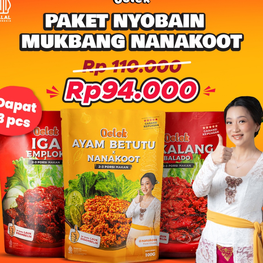 

ORIGINAL Paket Nyobain Mukbang Nanakoot Ayam Betutu Iga Emplok Cakalang Balado