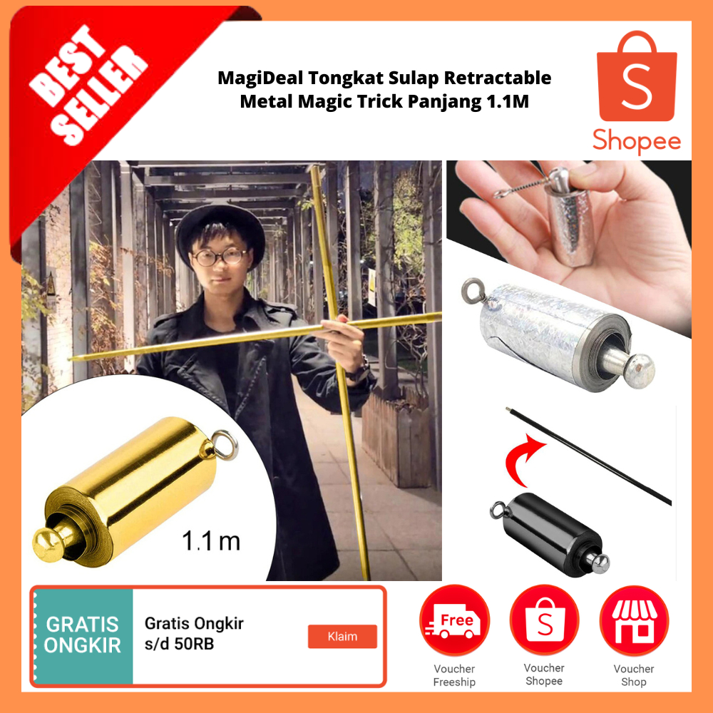 Tongkat Sulap Retractable Metal Magic Trick Panjang 1.1M / Aksesori Tongkat Sulap Panggung Trik