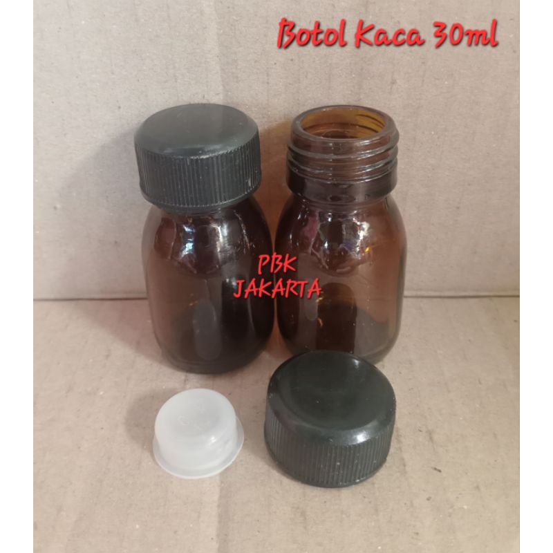 BOTOL KACA COKLAT 30ml / BOTOL OBAT / BOTOL FARMASI / BOTOL MINYAK