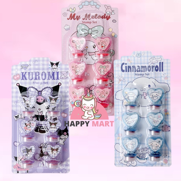 

Ready Laris Stamp set Cap motif sanrio isi 6 pcs free akrilik chain