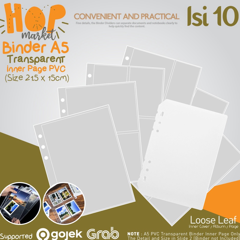 

Grosir Khusus Sleeve Pocket A5 isi 1 for 6 Ring Album Binder Notebook Diary Photocard Idol KPOP Instax Foto Lomo Card Holder Ukuran A 5