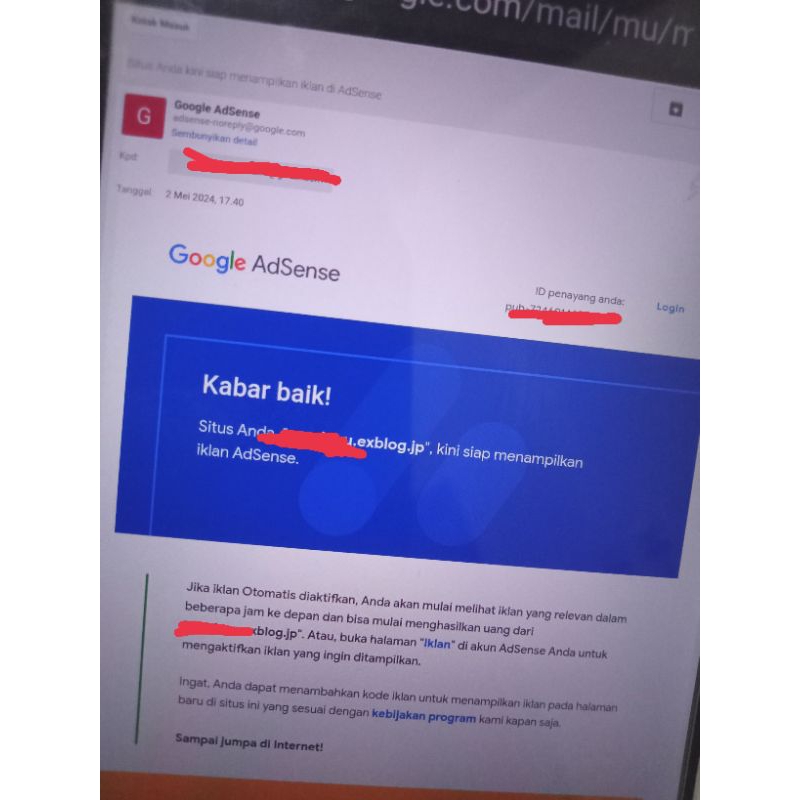 Adsense + Blog Approved 100% Iklan Tayang