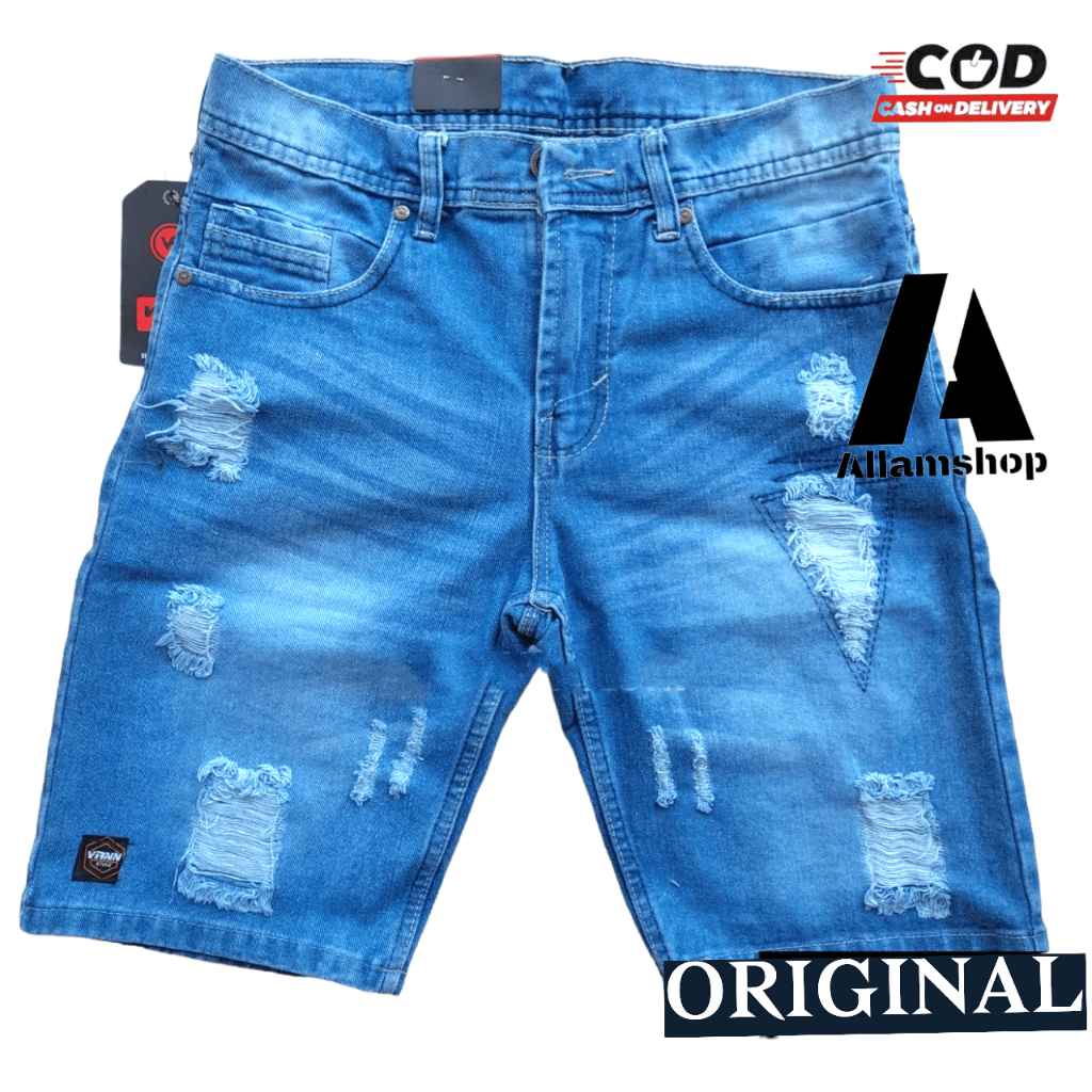 CELANA PENDEK SOBEK PRIA ORIGINAL PREMIUM DISTRO RIPPED JEANS CELANA JEANS PENDEK ROBEK COWOK CELANA