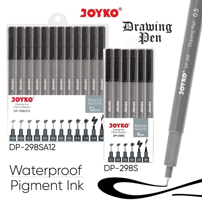 

KODE T2Z5 JOYKO Drawing Pen DP298S 1 Set Pena Gambar Isi 6 Ukuran