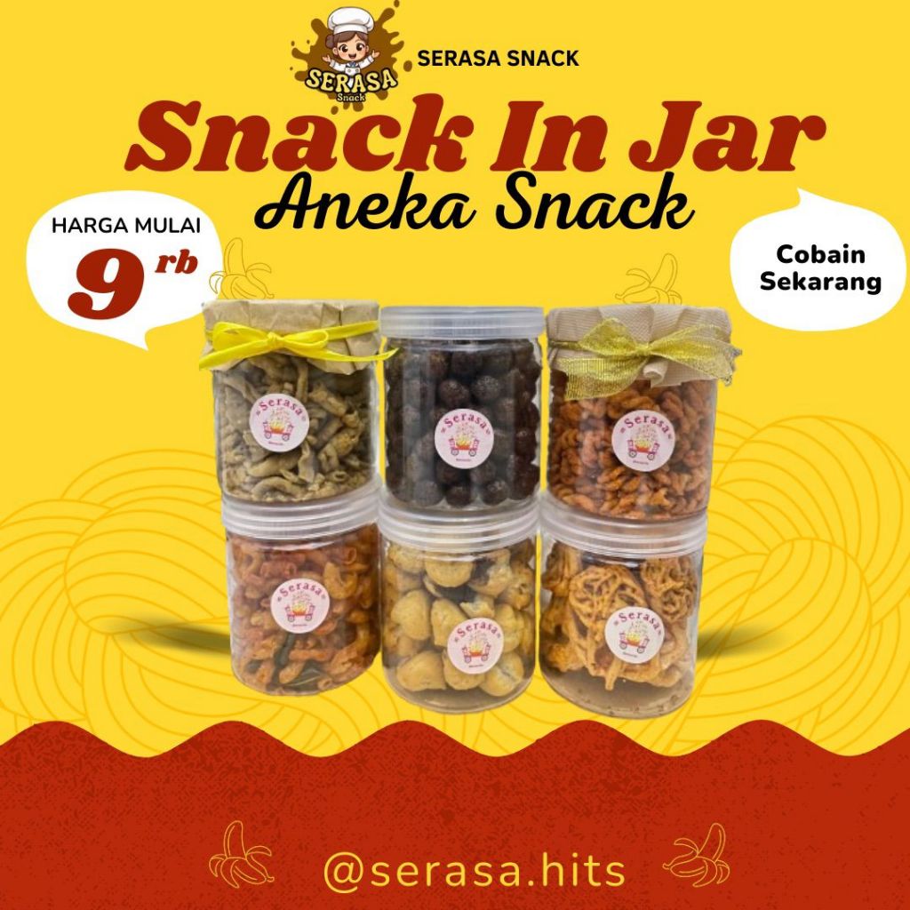 

serasa aneka snack toples kiloan hampers kue soes coklat coco ball usus kering biskuit makaroni kerupuk seblak pisang coklat lumer 600 ml