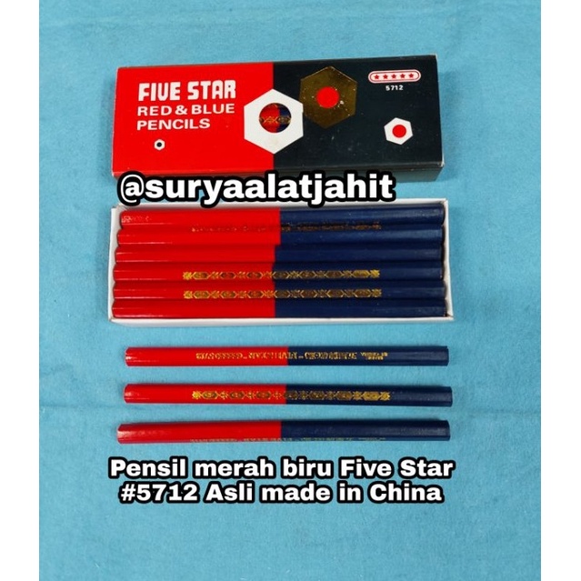 

ART R42S Pensil Merah Biru Five Star 5712 Asli 1ktk1lusin rp2351lsn