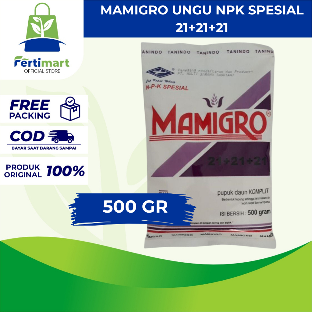 Fertimart - Mamigro Ungu NPK Spesial 21+21+21 500 gram Pupuk Daun Komplit Perangsang Bunga dan Buah