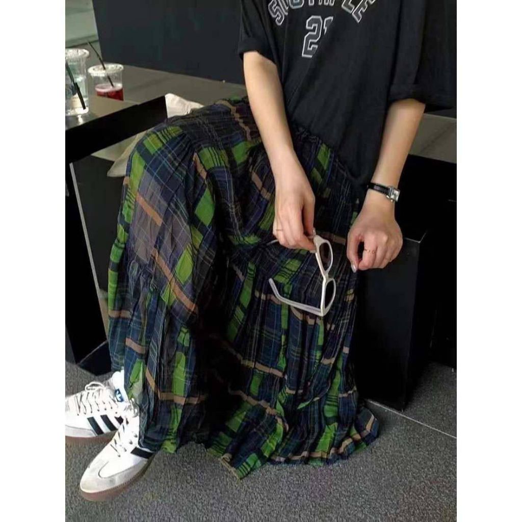 ROK RUMPLE KOTAK KOTAK CERUTY LAPIS FURING PINGGANG KARET KELILING PREMIUM WANITA BASIC ROK A MODEL 