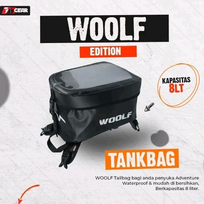 Tas motor woolf 7 gear tas touring bikers jas hujan waterproof non magnetik universal Motorcycle ant