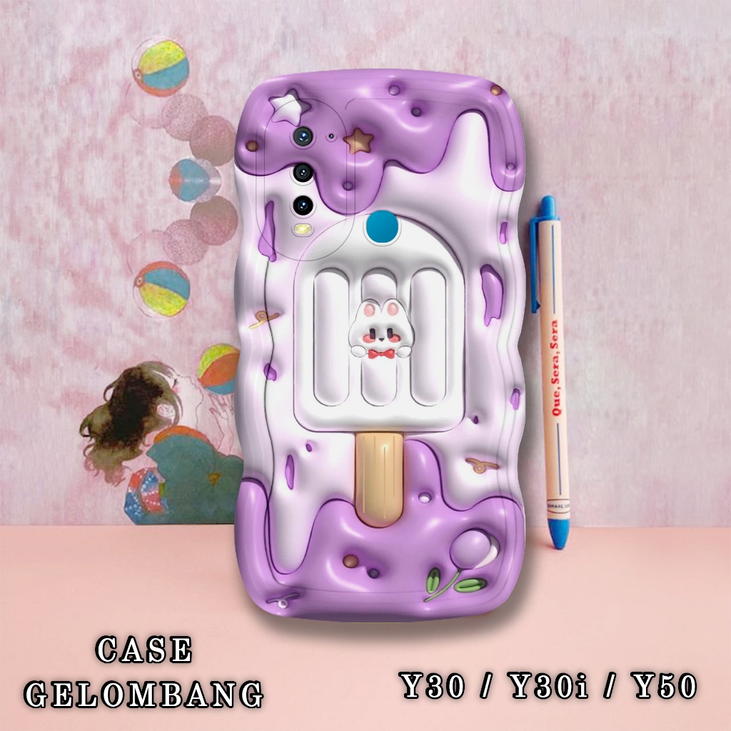 Soft Case GELOMBANG Hp Vivo Y30 - Y30i - Y50 - Case Pro Camera - Fashion Case Motif 3D Wallpaper Cut