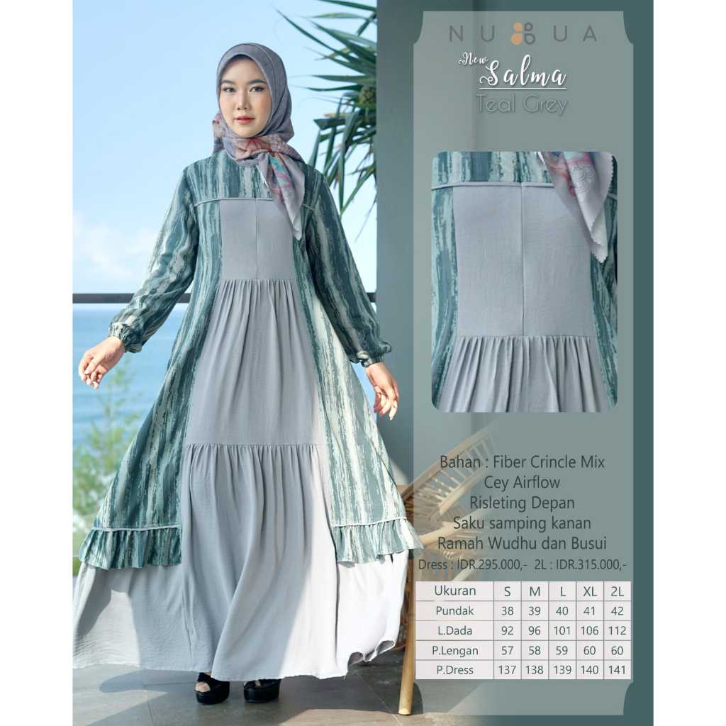 Gamis Muslimah Salma New Dress By Nubua -  Dress Muslim Fashion Terbaru