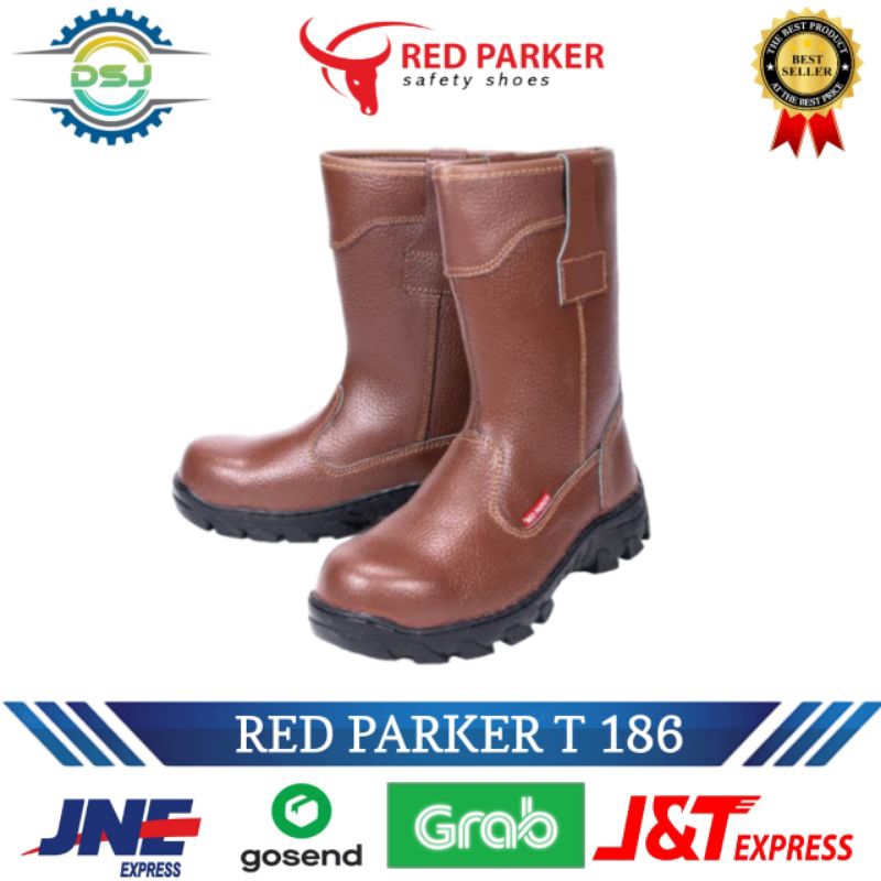 Sepatu Safety Red Parker T 186 / Safety Shoes Red Parker Original (UJUNG BESI)