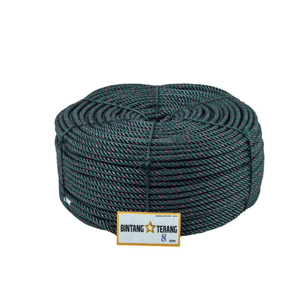 

Tali Plastik HDPE / Tali PE Polyethylene 8 mm +/- 200 Meter BINTANG TERANG