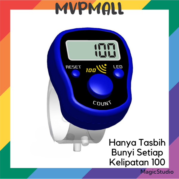 (Tanpa Kemasan) Tasbih Digital LED Alarm Tasbih Jari Zikir Digital Cincin