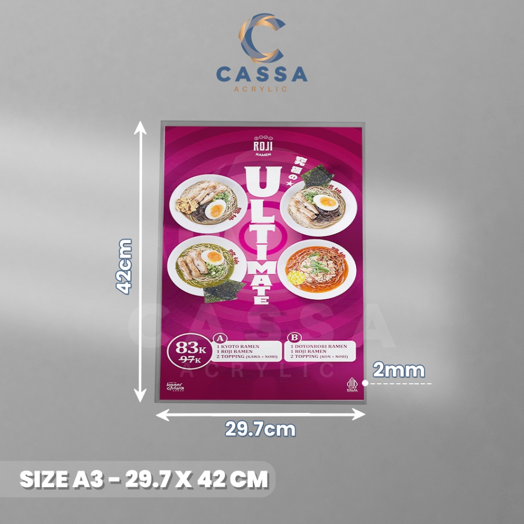 

Tempat Brosur Tempel A3 / Sign Holder Acrylic / Akrilik Dinding