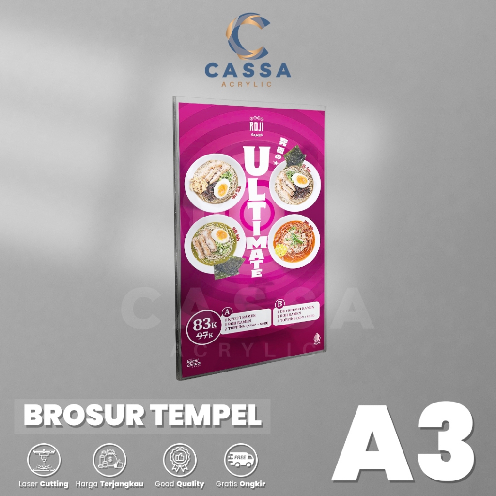 

Tempat Brosur Tempel A3 / Sn Holder Acrylic / Akrilik Dinding