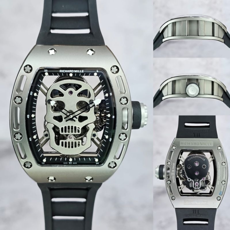 Jam tangan Automatic Swiss RM 052 AL TI Tourbillon Skull Titanium fullset