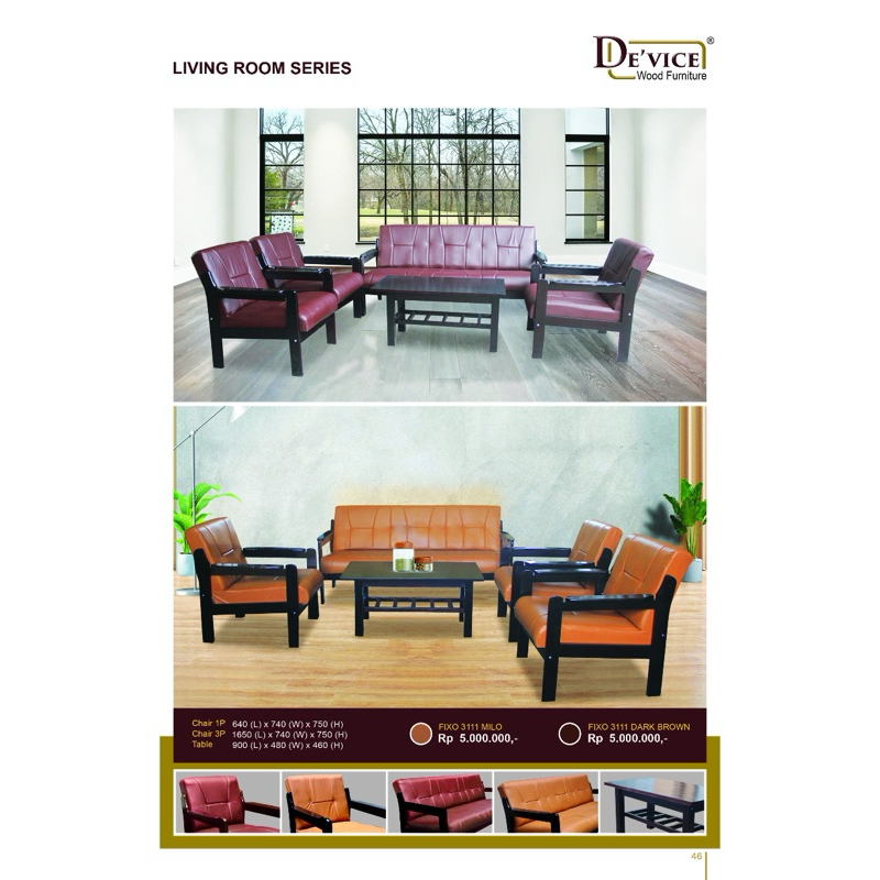 Kursi Sofa Fixo Kayu 3111