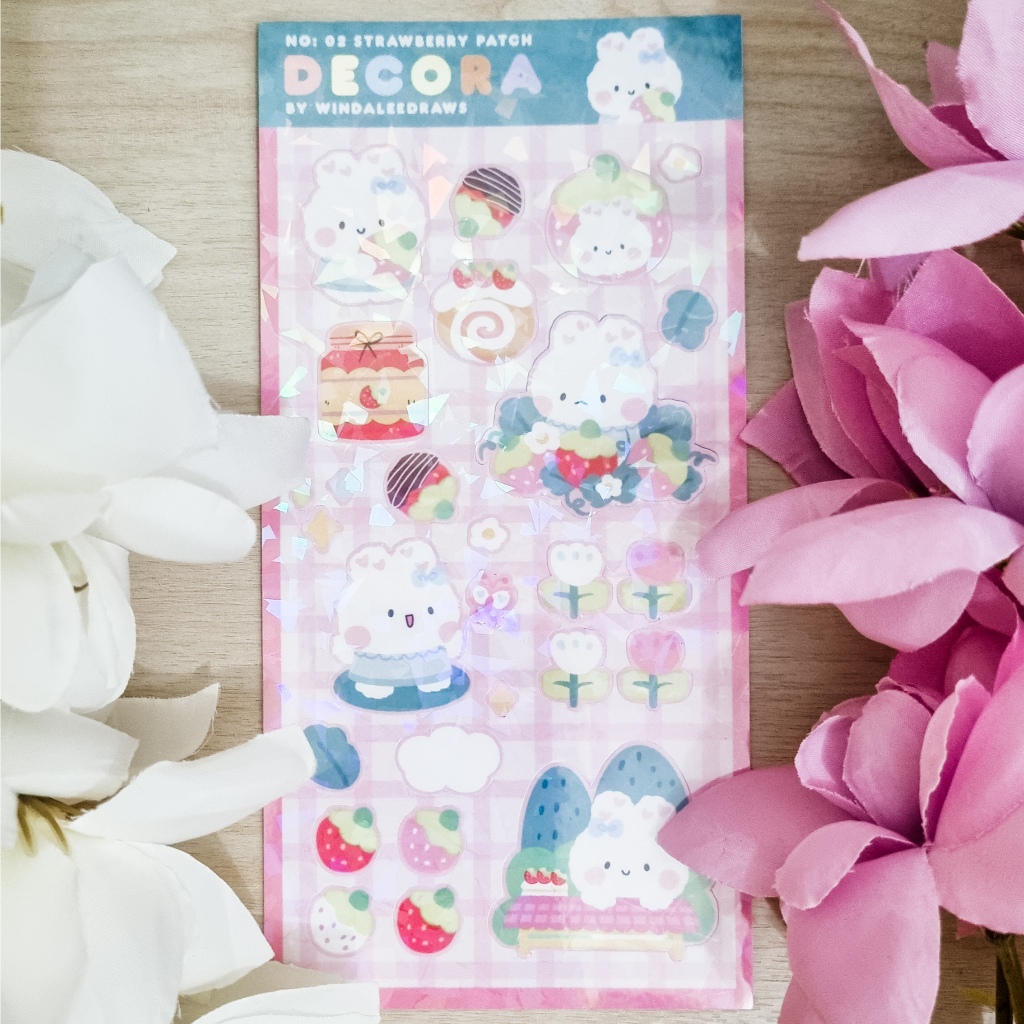 

Strawberry Patch Decora Series | WindaLeeDraws Deco Planner Holographic Waterproof Sticker