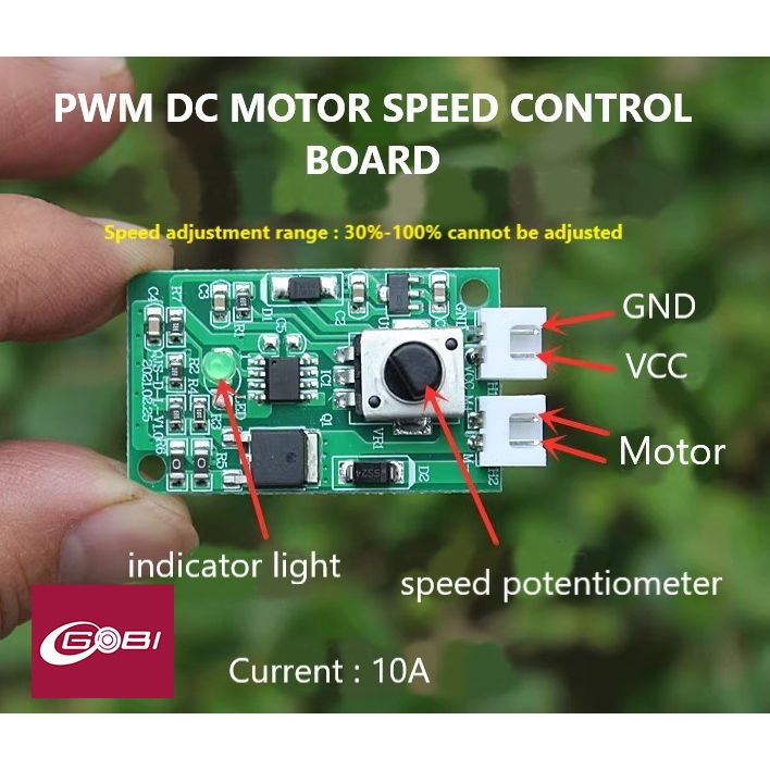 PWM Motor Speed Control Board DC Stepless Speed Regulator 10A (8465)