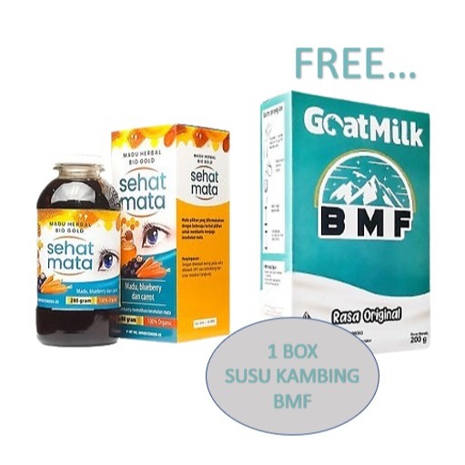 

PAKET PROMO Madu Sehat Mata Bio Gold Gratis Susu Kambing Etawa Bubuk BMF 200 gram Original BPOM Halal
