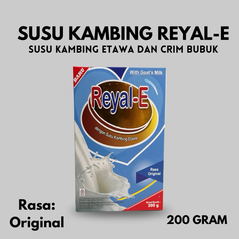 

Susu Kambing Etawa Reyal E Premium Rasa Original 200gram