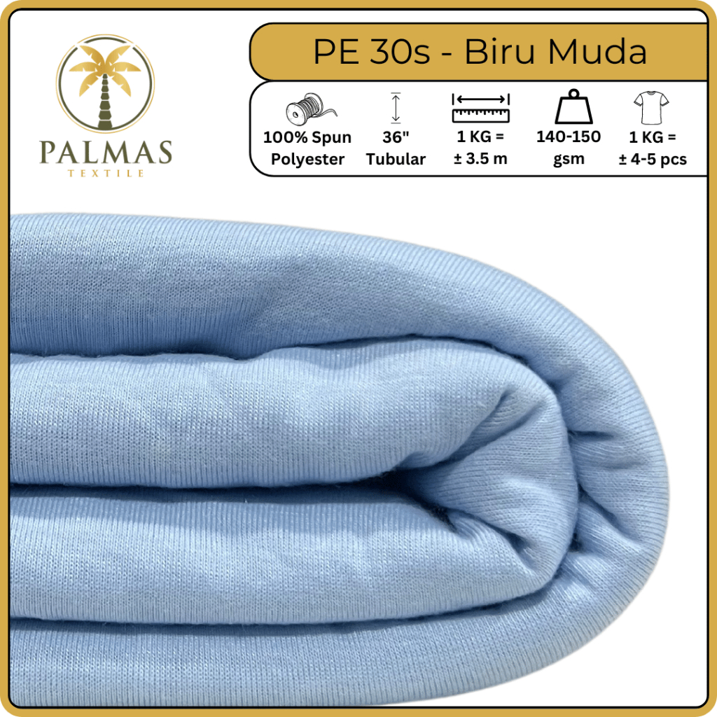 Kain PE 30s - Biru Muda (Bahan Kaos)
