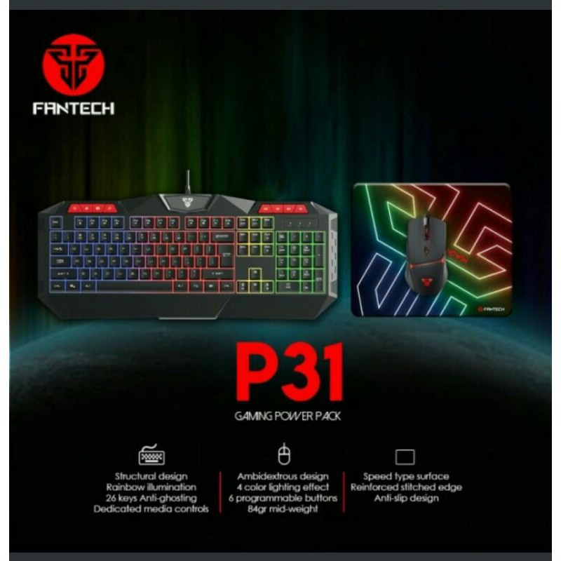 Keyboard Mouse Fantech Gaming Set Combo P 31