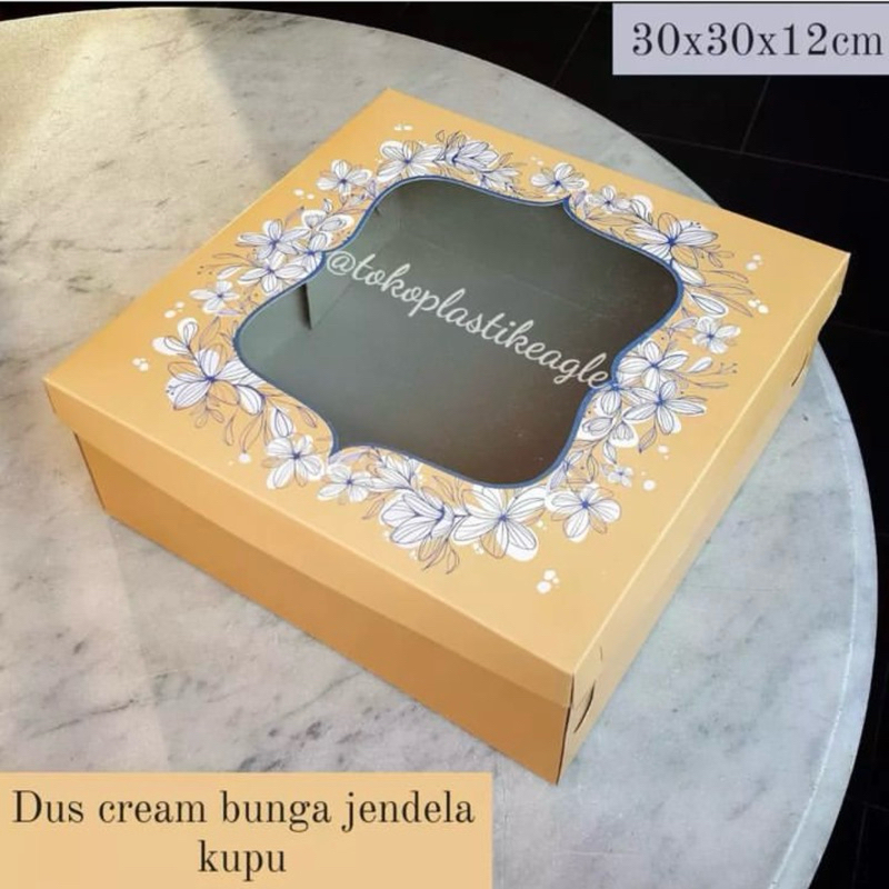 

[isi 10pcs] Dus Cream Bunga Jendela Kupu uk 30x30x12cm