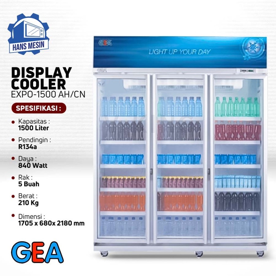 DISPLAY COOLER CHILLER SHOWCASE 3 PINTU GEA EXPO-1500 AH/CN
