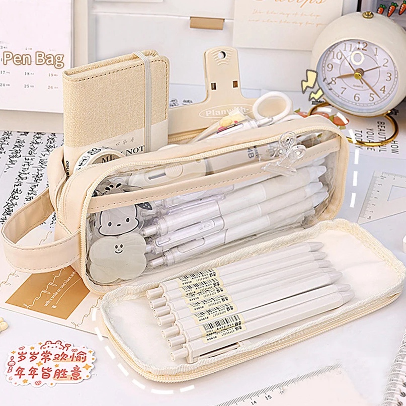 

KODE U8E5 Tempat Pensil Transparan Kantong Pensil Kapasitas Besar Perlengkapan Sekolah Tempat Pena Celana Panjang Tempat Pensil Sekolah Tempat Pensil Alat Tulis