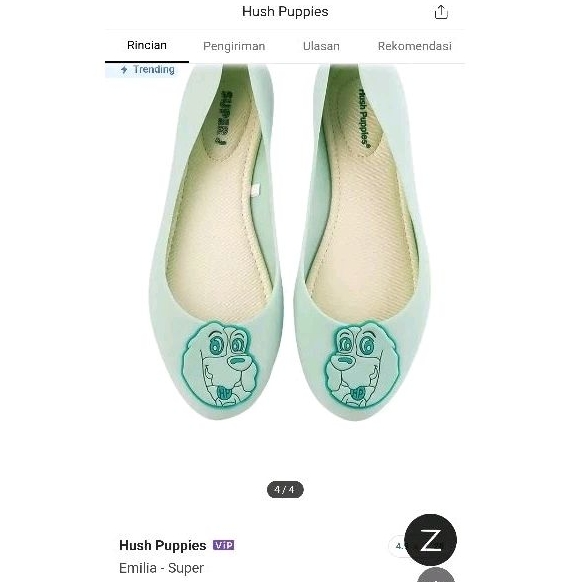 Flat Shoes Hush Puppies Emilia Super warna hijau mint Size 38