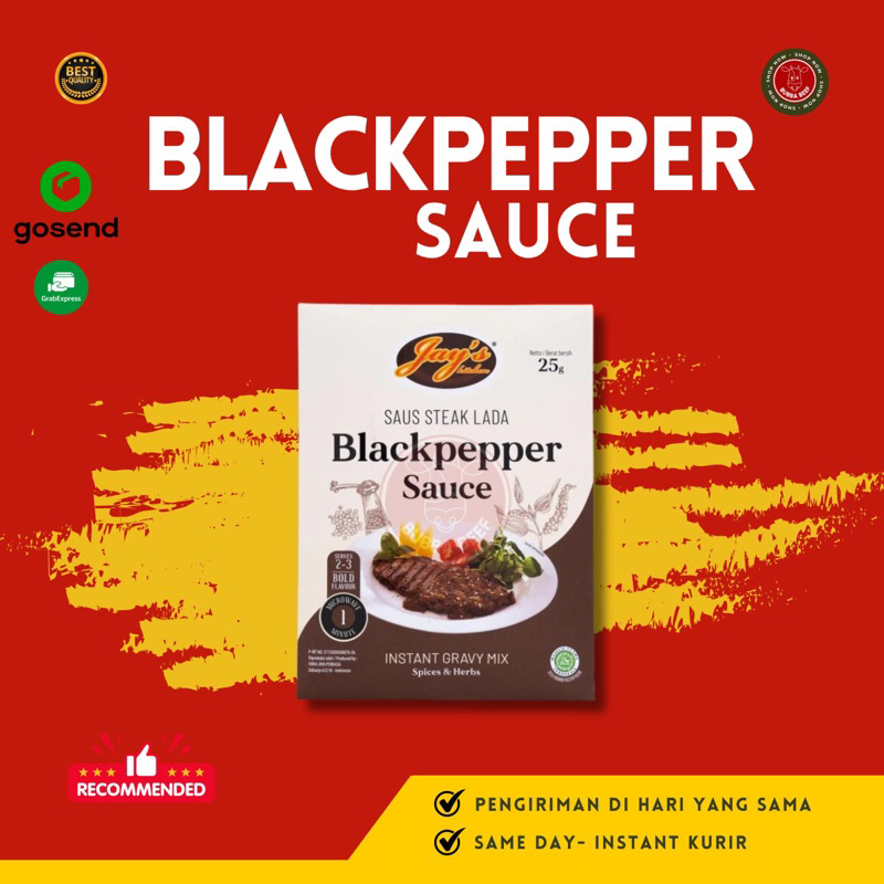 

Jay's Kitchen Blackpaper Sauce/Bumbu Beef Steak Jay's Kitchen/Bumbu Daging Steak Rasa Blackpepper/Bumbu Steak Instan/Saus Daging Steak/Bumbu Daging Steak Lada Hitam