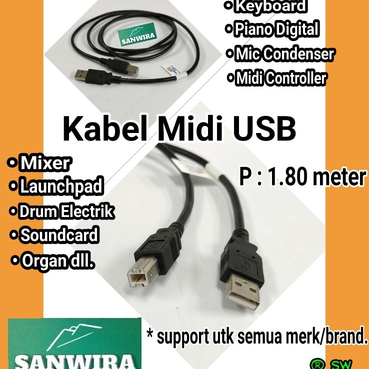 KODE N67H Kabel Midi USB  organ  piano  keyboard  piano digital  mixer  laundhpad  drum electrik  so